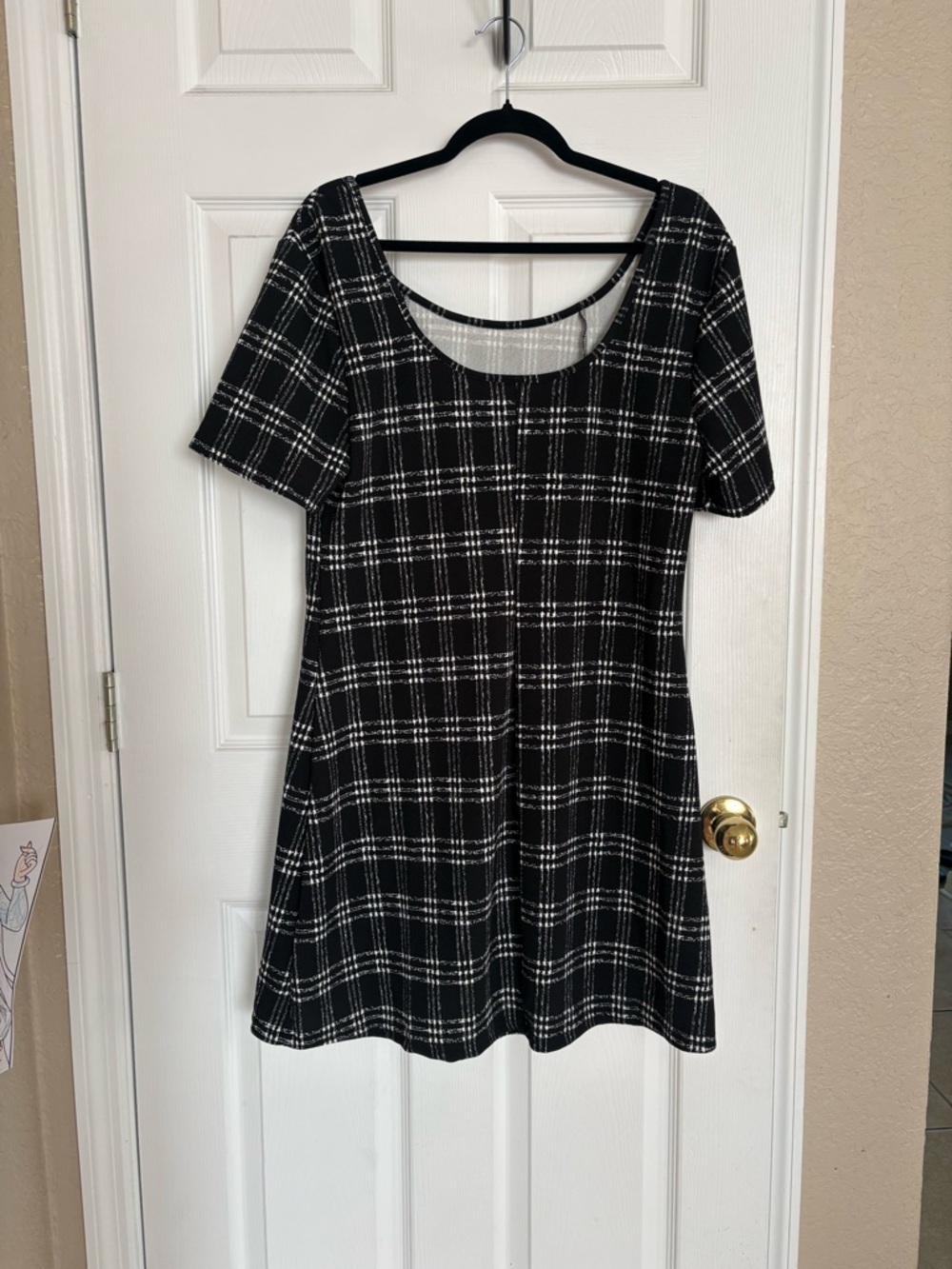 Women Plaid Dress & Matching Jacket Set Black White 1XL NWOT Chic Outfit